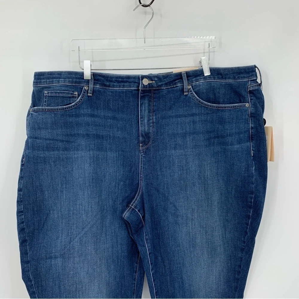 NYDJ Relaxed Piper Crop jeans blue denim dark wash straight leg stretch new 26W